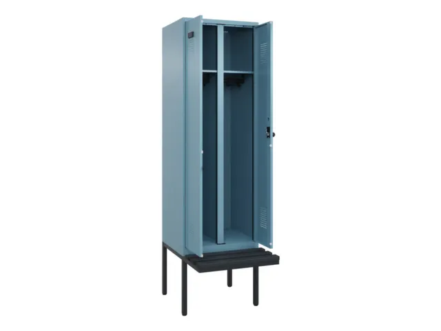 locker met bank,voor scheiding van kleding,HxBxD 2120x600x815mm,2vak