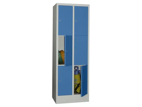 lockerkast,HxBxD 1850x600x500mm,2x3vakken,RAL7035,front RAL5012