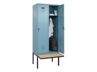 locker met bank,HxBxD 2120x800x815mm,2vak,vak B 400mm,draaigrendel - 1