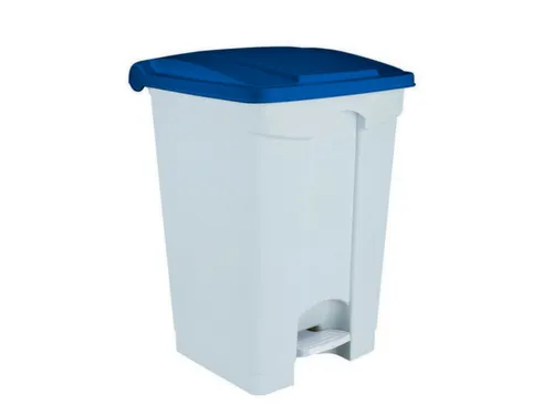 Contitop,afvalbak met pedaal 70L wit/blauw