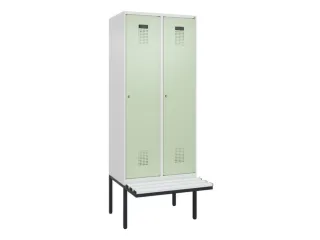 locker met bank,voor scheiding van kleding,HxBxD 2120x800x815mm,2vak - 2