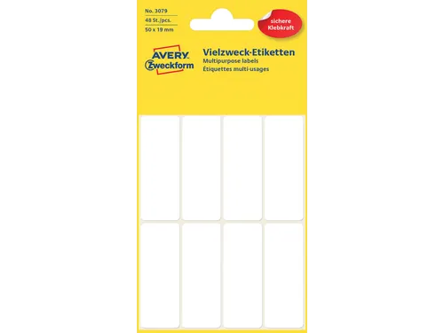 Etiket Avery Zweckform 3079 50x19mm wit 48 stuks