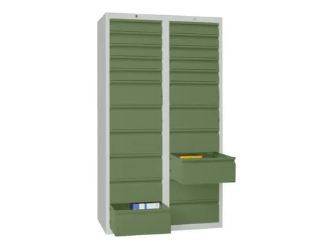 ladekast HxBxD 1800x1000x500mm 22laden RAL7035 front RAL6011