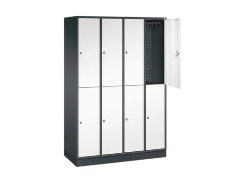 Dubbeldekse garderobekast,HxBxD 1950x1220x500mm,4x2vak.,vak B 260mm