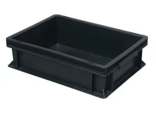 ESD-stapelbak,HxLxB 120x600x400mm,22l,PP,zwart,Wanden gesloten - 1