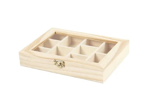 Kist Creativ Company 15.5x20.5x3.5cm Glazen deksel 10 vakken