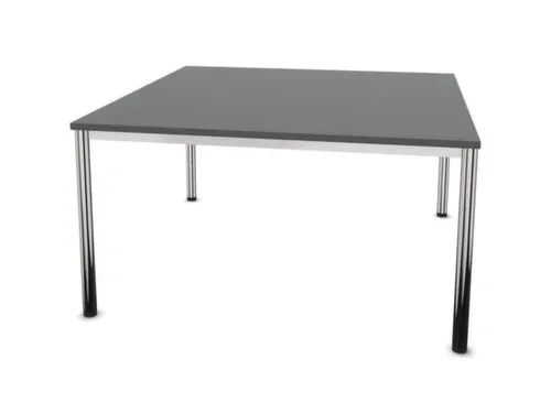 vergadertafel 74x140x140cm vierkant 4voeten verchroomd MS-donkergrijs
