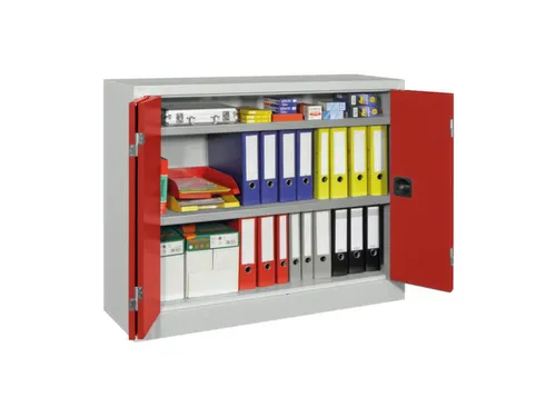 Vouwdeurkast 1000x1200x400mm 2legborden Verzinkt Ral7035 Front Ral3000