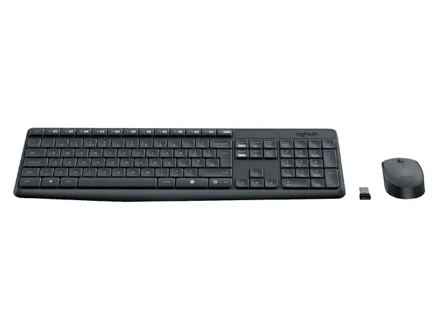 Logitech Draadloos Toetsenbord MK235 QWERTY + Compacte muis Zwart