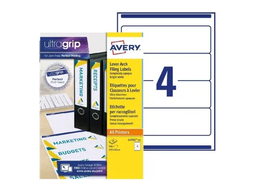 Avery L4761-25 Rugetiket 61x192mm Zelfklevend Wit 100 stuks