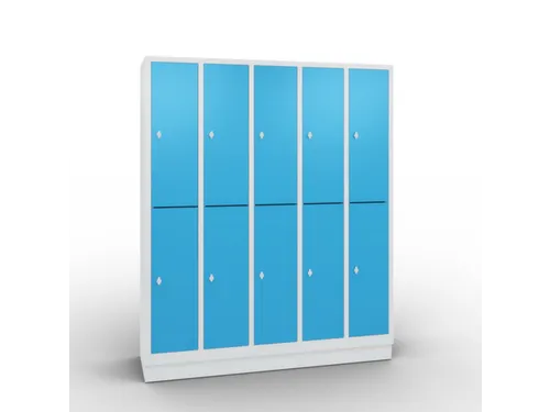 lockerkast,HxBxD 1800x1480x500mm,5x2vak.,romp RAL7035,front RAL5012