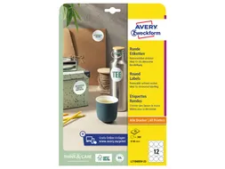 Etiket Avery L7104REV-25 rond 60mm wit 300 stuks 25 vel