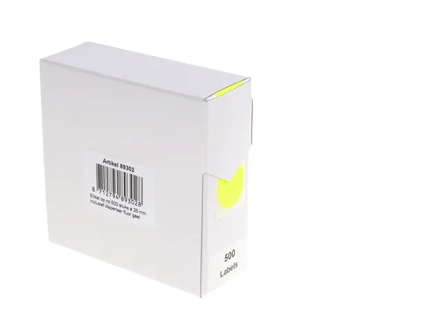 Etiket Rillprint 25mm 500st op rol fluor geel