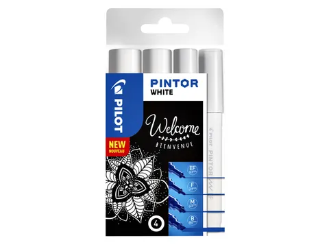 Paintmarker Pilot Pintor Wit 4 stuks in verschillende diktes