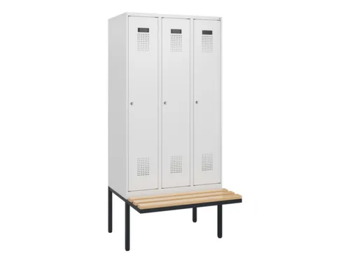 locker met bank,HxBxD 1950x900x815mm,3vak,vak B 300mm,cilinderslot