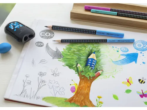 Grafietpotlood Faber-Castell Jumbo Grip two-tone zwart/blauw
