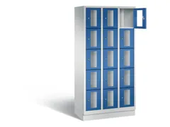 Lockerkast 1800x900x500mm 3x5 vakken Cilinderslot, Sokkel, RAL5010