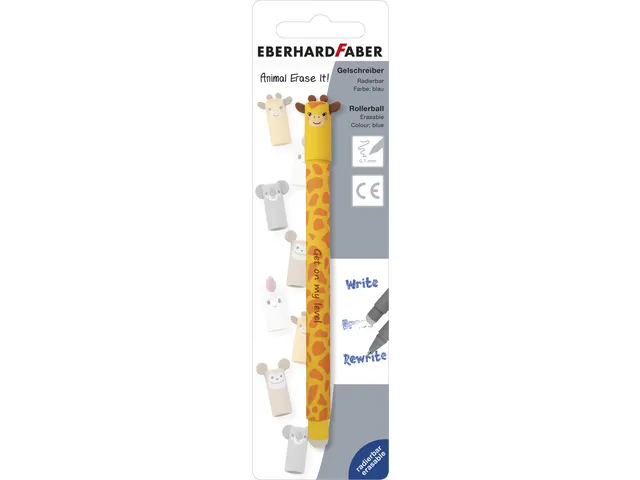 Stylo gel Eberhard Faber Animal Erase-It blister ass. couleur écritur