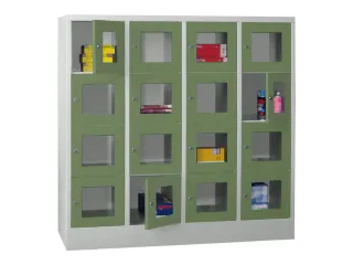 lockerkast,HxBxD 1518x1600x500mm,4x4vakken,RAL7035,front RAL6011 - 2
