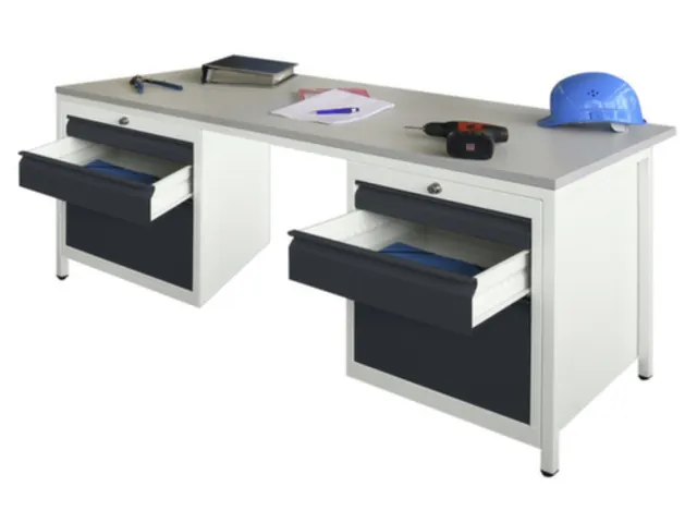 Bureau De Prestige Hxlxp 720X1700X800Mm 6Tiroirs Ral7035 Façade Ral70