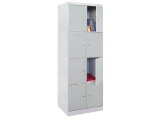 lockerkast,HxBxD 1800x600x500mm,2x4vakken,RAL7035,front RAL6011 - 1