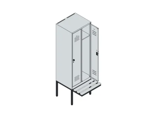 locker met bank,HxBxD 1950x600x815mm,2vak,vak B 300mm,cil.-slot