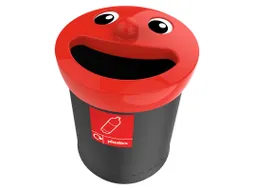 Afvalbak Smiley Face Bin 52 Liter Plastics Zwart Rood