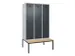 locker met bank,voor scheiding van kleding,HxBxD 2120x1200x815mm,3vak