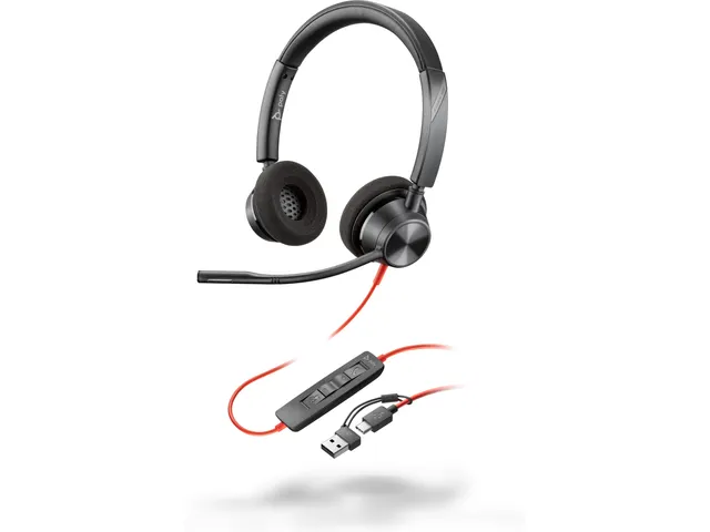 Poly Blackwire 3320 Stereo USB-C Headset + USB-C/A adapter