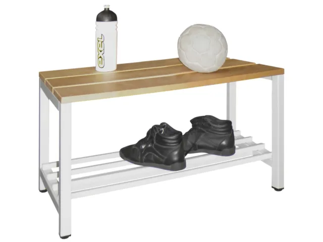 Omkleedbank 1000 x 370 mm Houten Latten M. Schoenenrek Enkel Lichtgrij