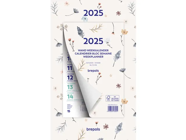 Weekkalender 2027 Brepols 190x130 7dagen/1pagina Fantasie assorti