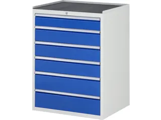 ladekast 1035x770x650mm 6laden cilinderslot RAL7035 RAL5010 metaal - 1