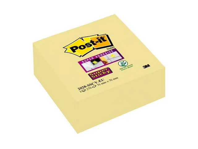 Post-it Super Sticky Zelfklevend Notitieblok, 76x76mm, Geel