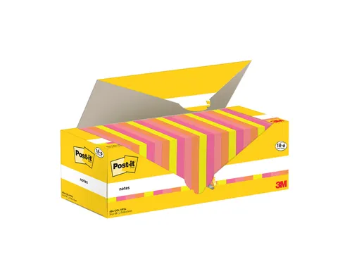 Memoblok 3M Post-it 654-COL 76x76mm kleur assorti voordeelpak