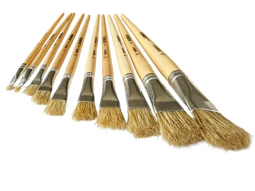 Lyonse penselen Kangaro koker met 10 penselen #2-20 gelakt hout