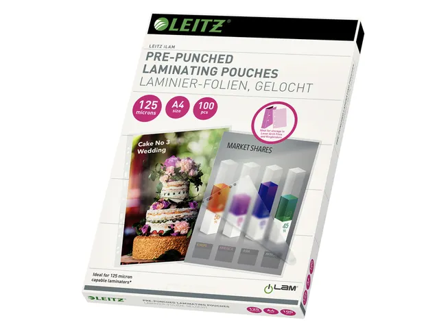 Pochette de plastification Leitz iLAM A4 bande perforée 2x125 microns