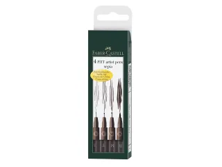 Tekenstift Faber Castell Pitt Artist Pen 4 Stuks Etui Sepia - 1
