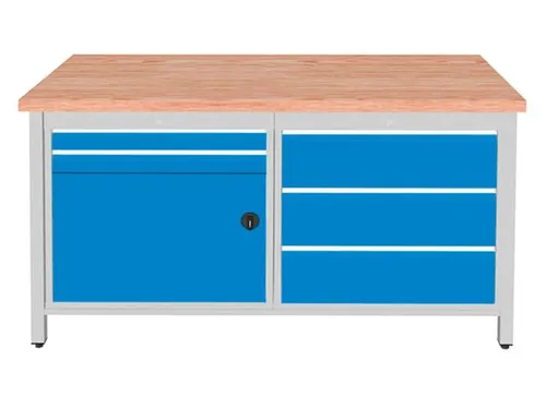 werkbank,HxBxD 860x1500x750mm,onderstel RAL3003,fronten RAL9005