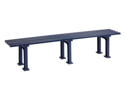 Kunststofbank 415x2000x370mm Zit H 415mm 5 Latten 3 Pootstellen Blauw
