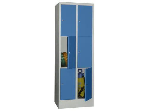 lockerkast,HxBxD 1850x600x500mm,2x3vakken,RAL7035,front RAL5012