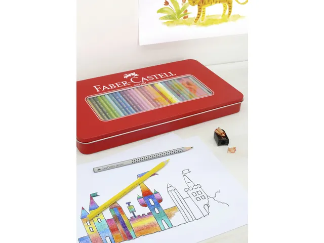 Crayon de couleur Faber-Castell Castle hexagonal étui métallique 60