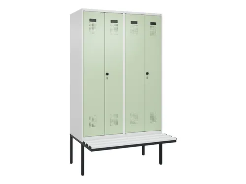locker met bank,voor scheiding van kleding,HxBxD 2120x1200x815mm,4vak
