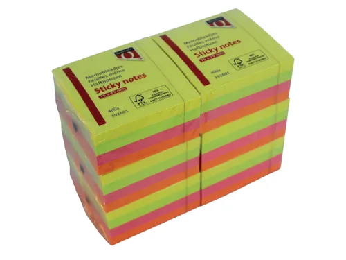 Memoblok Quantore 76x76mm neon kleuren assorti 4 kleuren