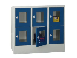 lockerkast,HxBxD 855x900x500mm,3x2vakken,RAL7035,front RAL5010 - 2