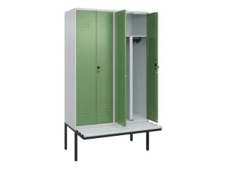 PBM-locker met bank,HxBxD 2120x1200x815mm,4vak,vak B 300mm - 2