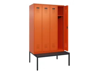 locker met bank,HxBxD 2120x1200x815mm,4vak,vak B 300mm,cilinderslot - 1