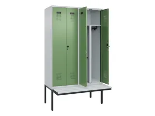 PBM-locker met bank,HxBxD 2120x1200x815mm,4vak,vak B 300mm - 1