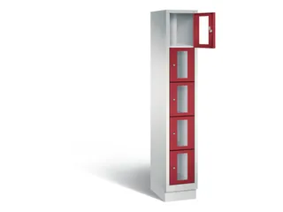 Lockerkast 1800x320x500mm 1x5 vakken Cilinderslot, Sokkel, RAL3003 - 1