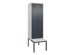 PBM-locker met bank,HxBxD 2120x600x815mm,2vak,vak B 300mm,draaigrendel
