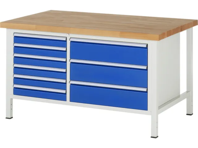 werkbank,HxBxD 840-1040x1500x900mm,beukblad,draagverm. 1250kg,4voeten